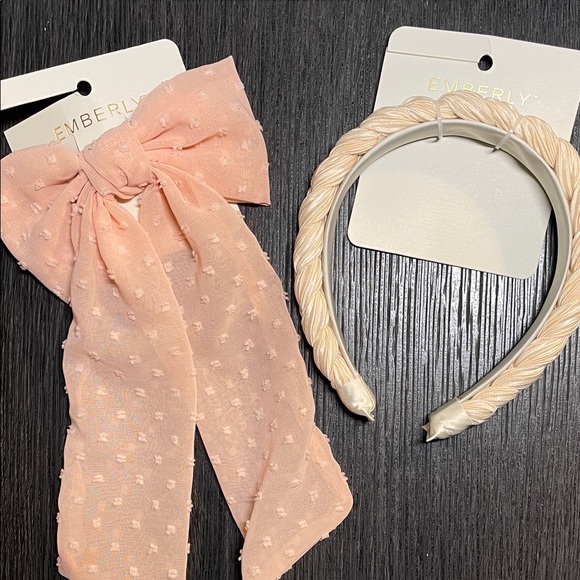 Pink Bow and Cream Headband Set - Picture 1 of 6